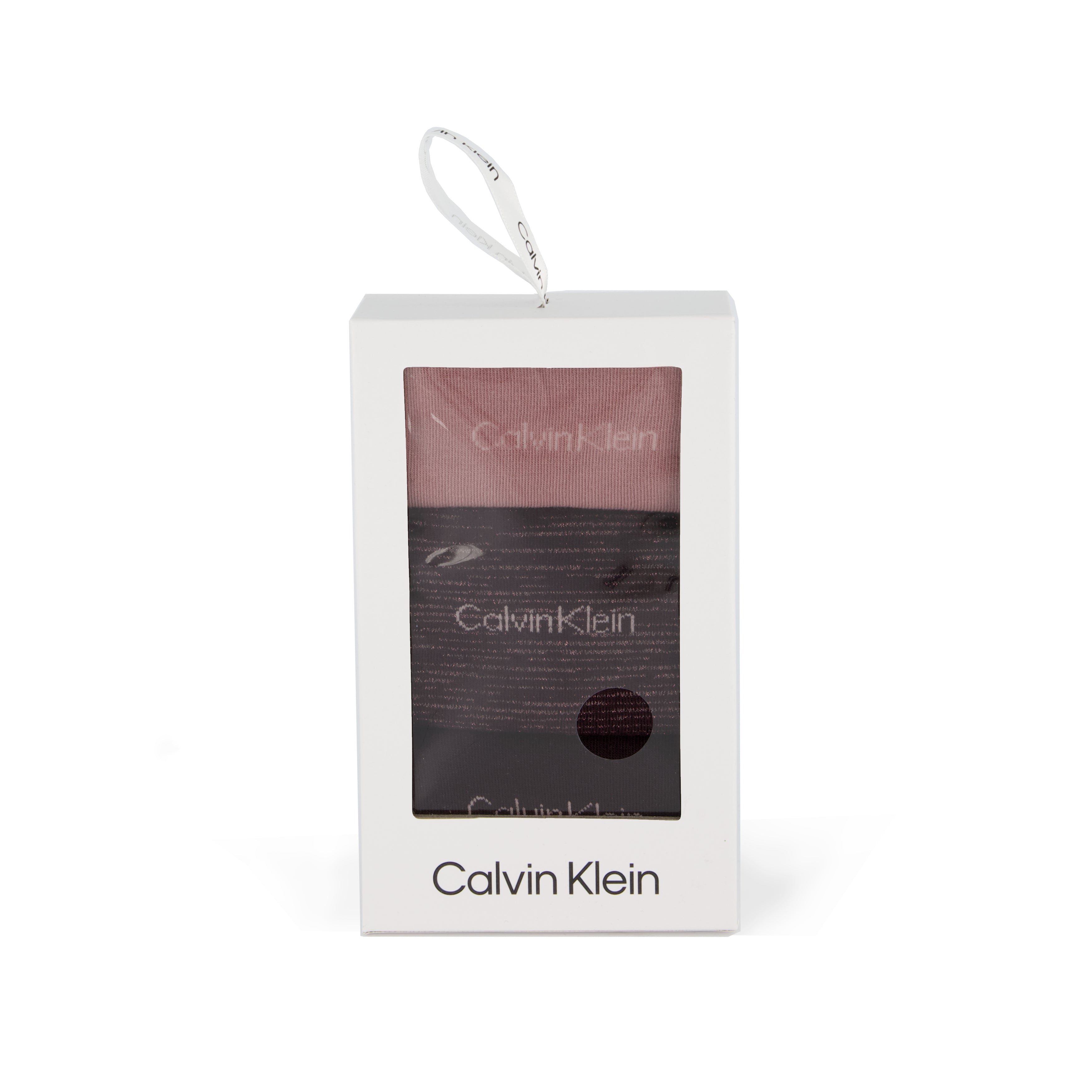 Calvin Klein 3 Pack Giftboxed Womens Crew Socks Burgundy