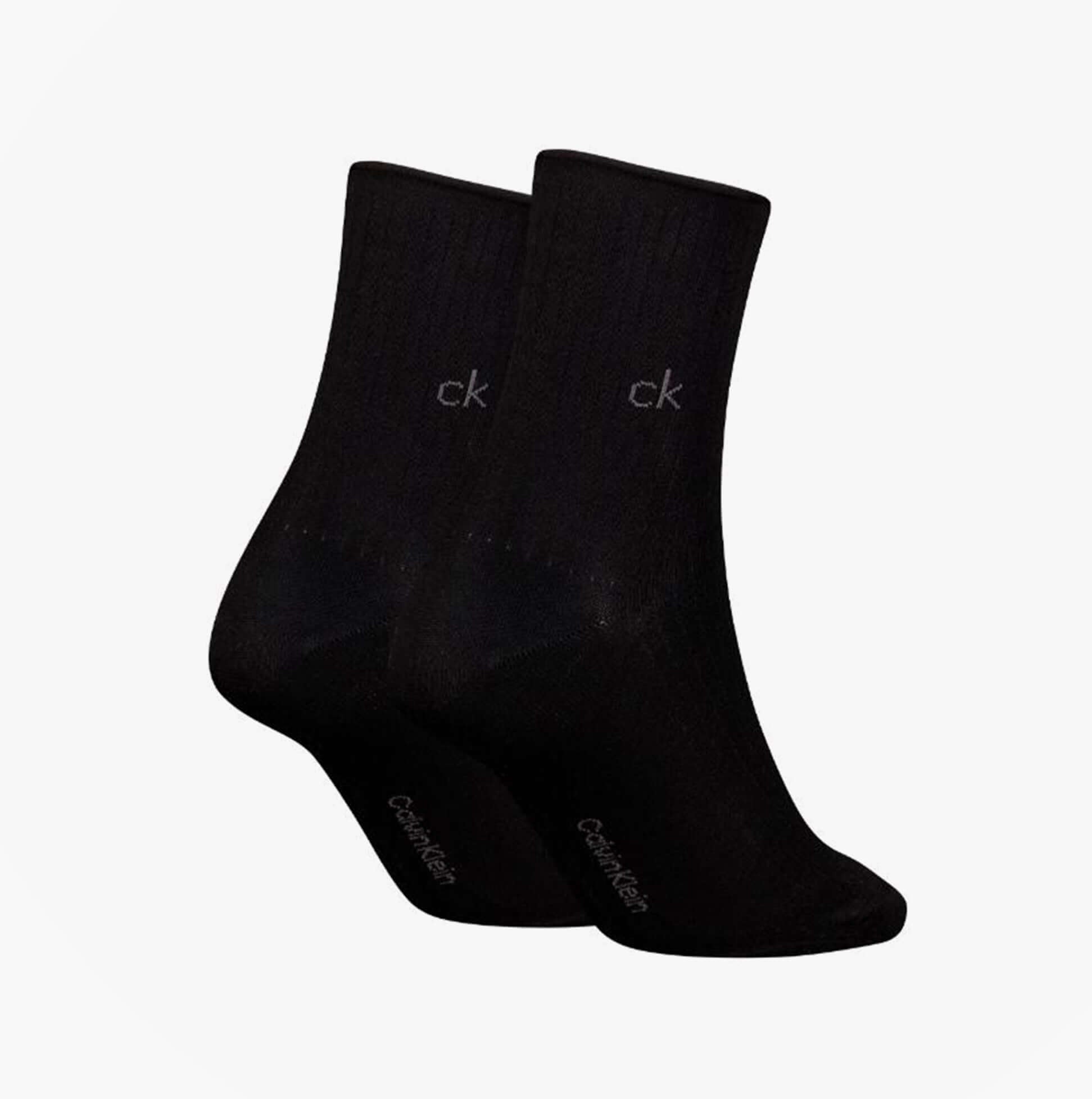 Calvin Klein 2 Pack Shorty Roll Top Womens Socks Black