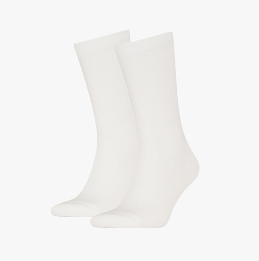Calvin Klein 2 Pack Back Logo Mens Socks White