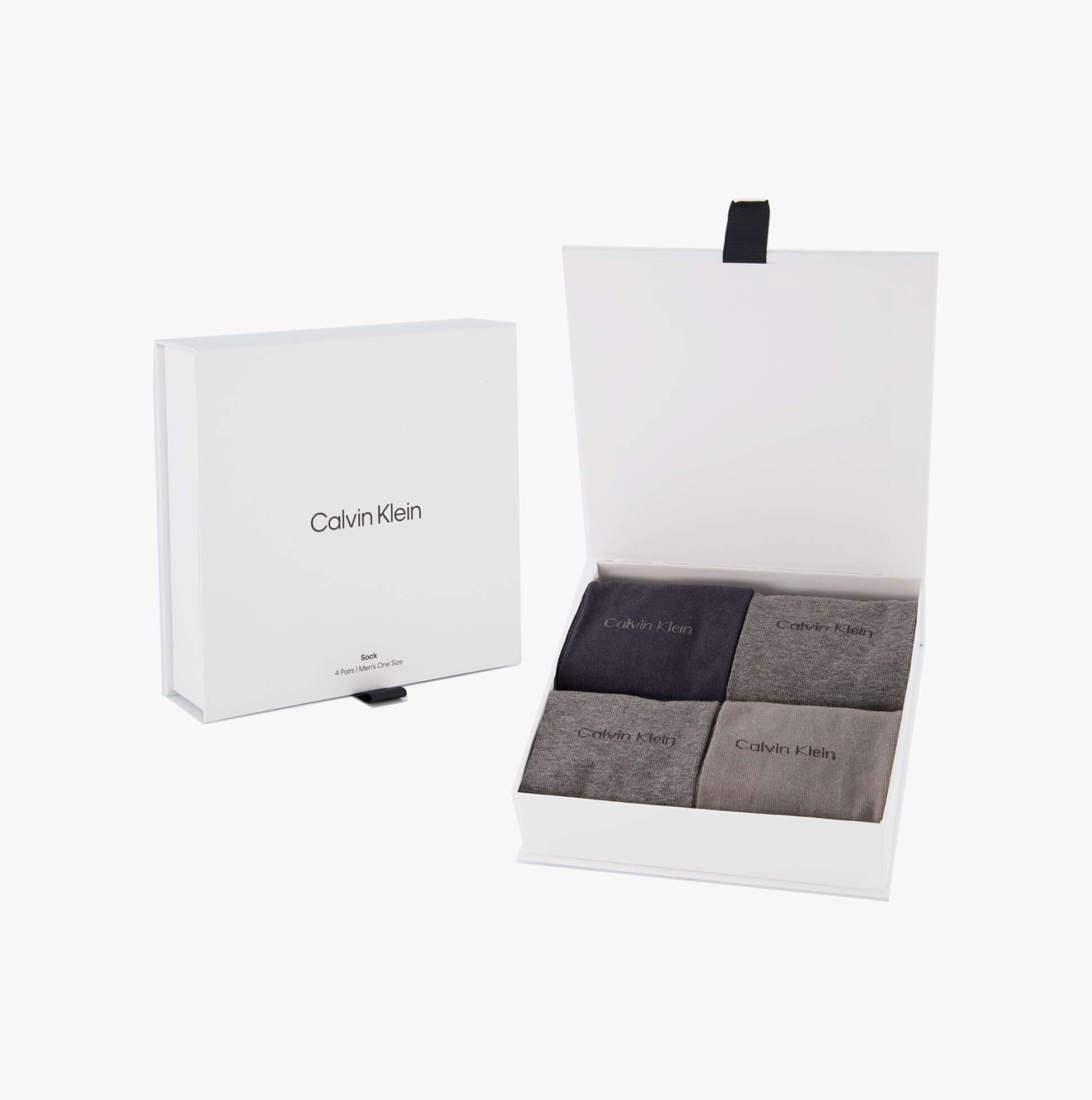 Calvin Klein 4 Pack Giftbox Classic Mens Socks Grey Combo