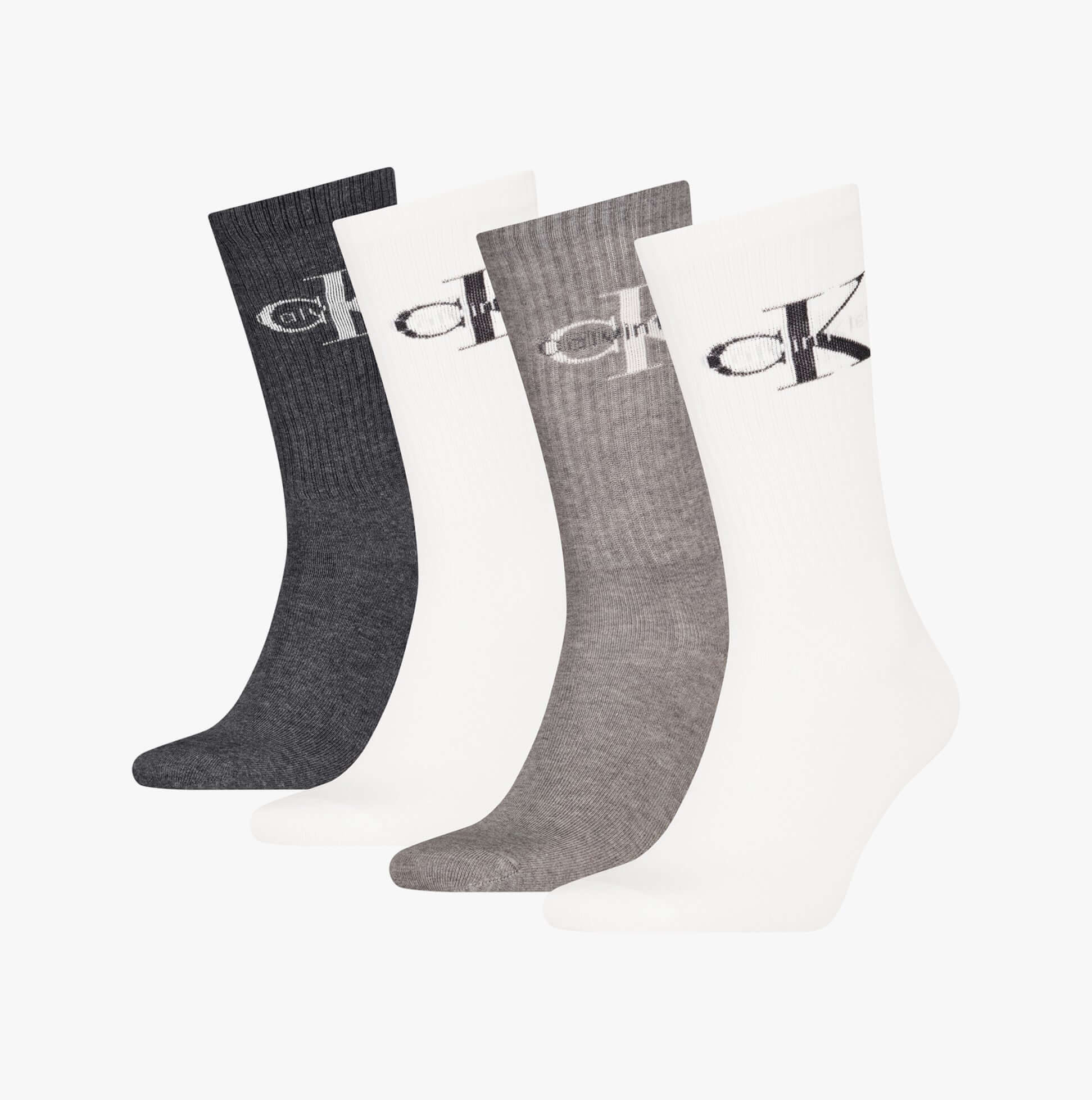 Calvin Klein 4 Pack Giftbox Monologue Mens Socks Grey Melange/White