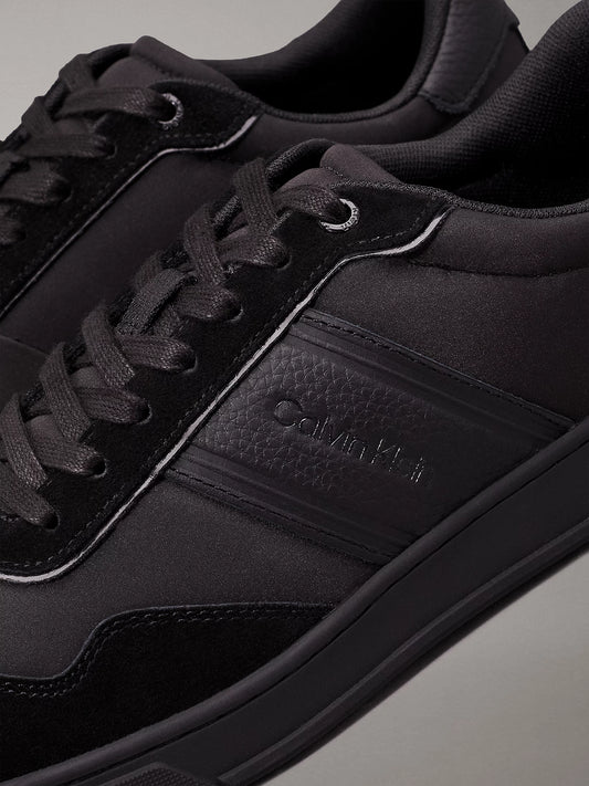 Calvin Klein LOW TOP LACE UP MIX Mens Trainers Triple Black