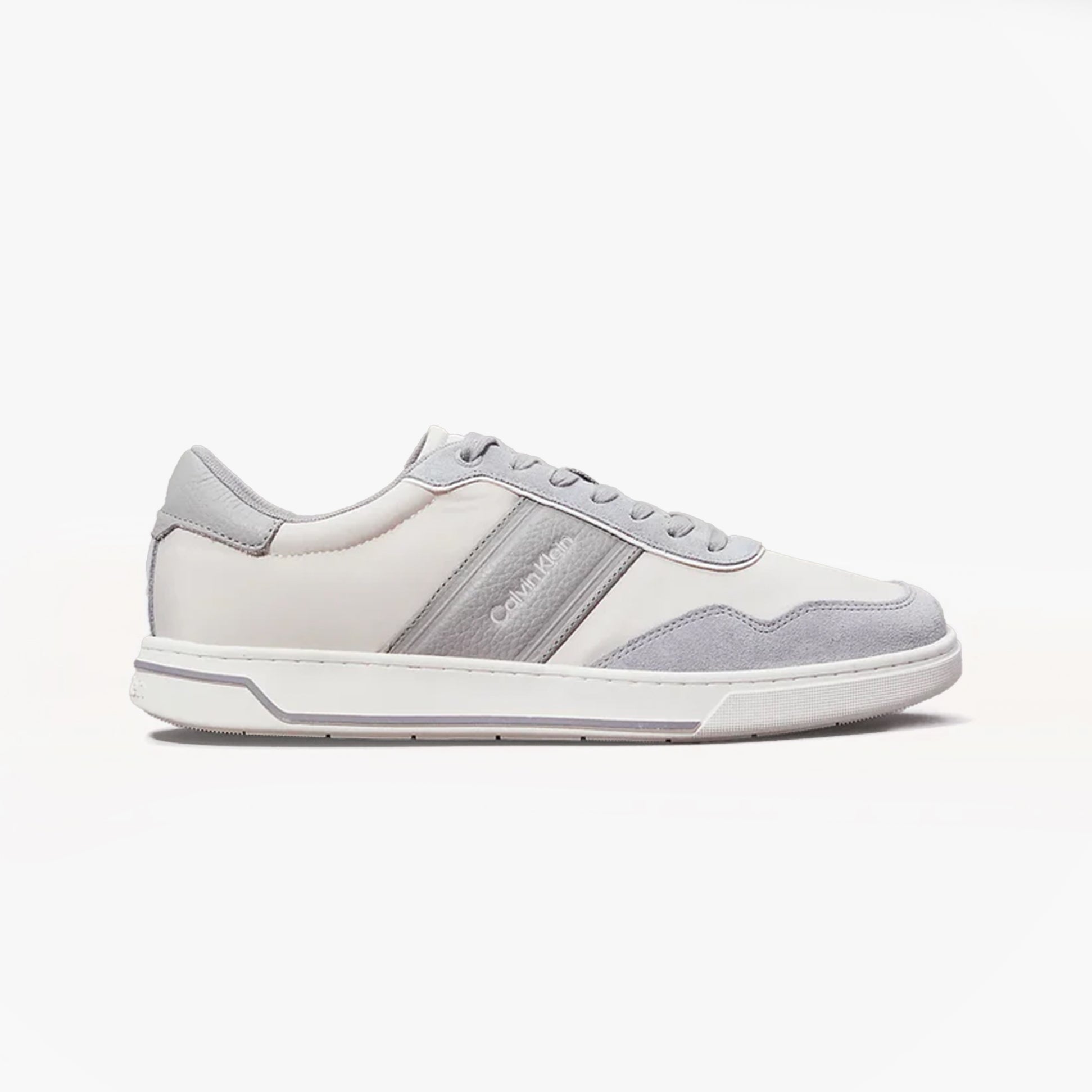 Calvin Klein LOW TOP LACE UP MIX Mens Trainers Light Grey/Granite Road