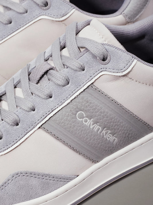 Calvin Klein LOW TOP LACE UP MIX Mens Trainers Light Grey/Granite Road
