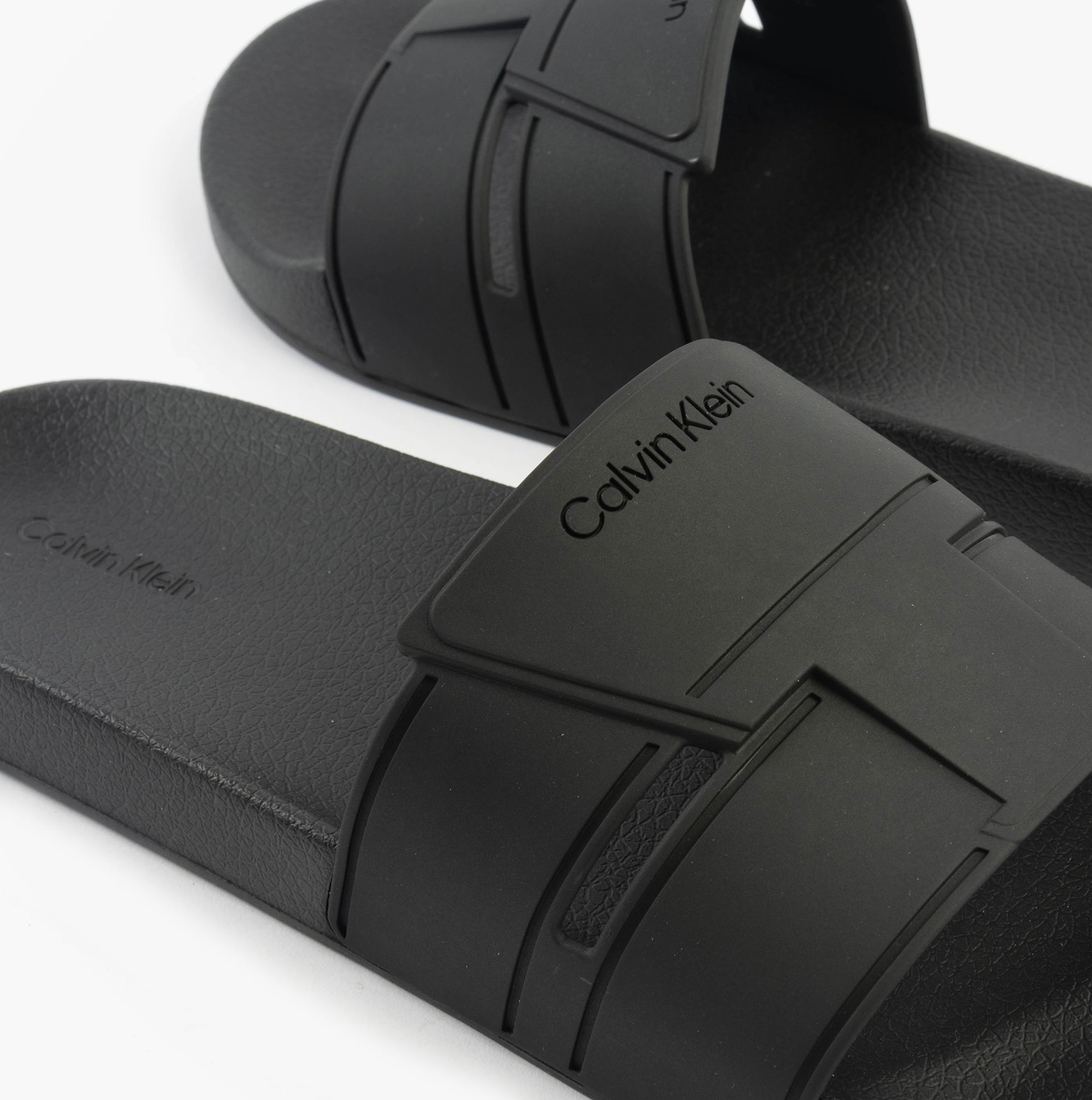 Calvin Klein POOL SLIDE DOUBLE T Mens Sliders Ck Black