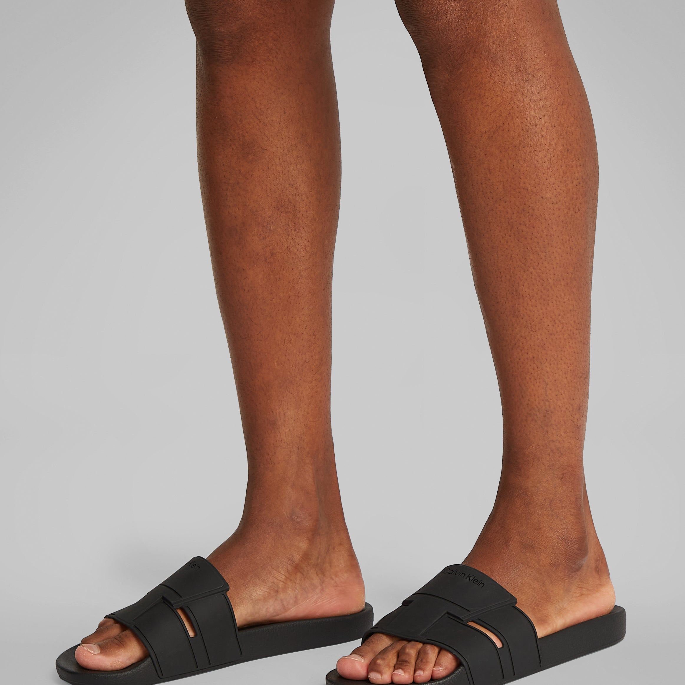 Calvin Klein POOL SLIDE DOUBLE T Mens Sliders Ck Black