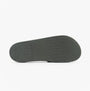 Calvin Klein POOL SLIDE DOUBLE T Mens Sliders Dark Olive bottom view showing rubber sole with traction pattern.