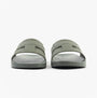 Calvin Klein POOL SLIDE DOUBLE T Mens Sliders Dark Olive front view showcasing synthetic upper and flat sole.