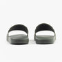Calvin Klein POOL SLIDE DOUBLE T Mens Sliders Dark Olive rear view showcasing comfort and lightweight design