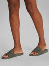 Calvin Klein POOL SLIDE DOUBLE T Mens Sliders Dark Olive