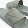 Calvin Klein POOL SLIDE DOUBLE T Mens Sliders Granite Road side view showing the synthetic upper and slip-on design.