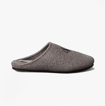 Calvin Klein Mens HOME Felt Signature Logo Mule Slippers Grey