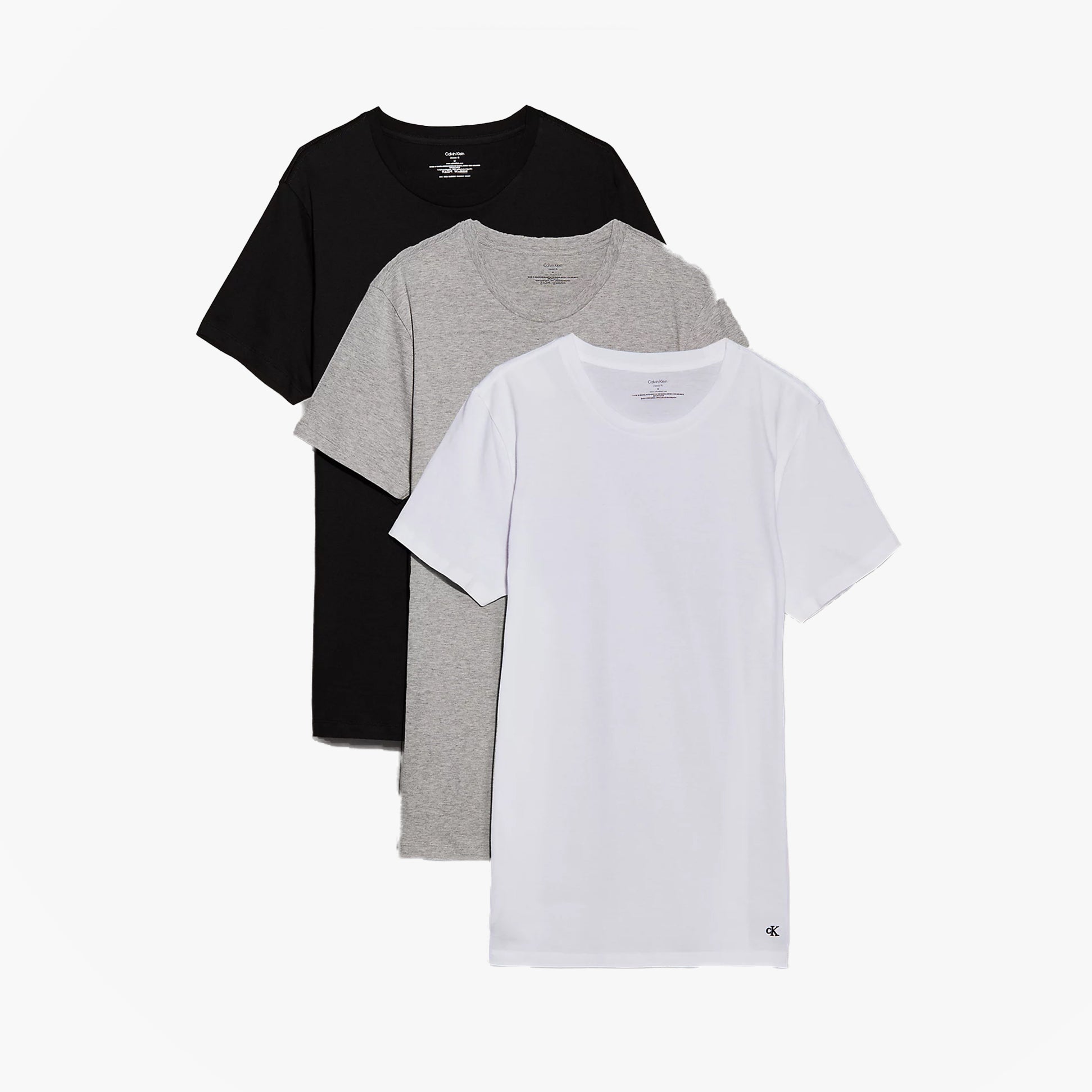 Calvin Klein 100% COTTON 3 Pack Mens T-Shirts Black/Grey Heather/White