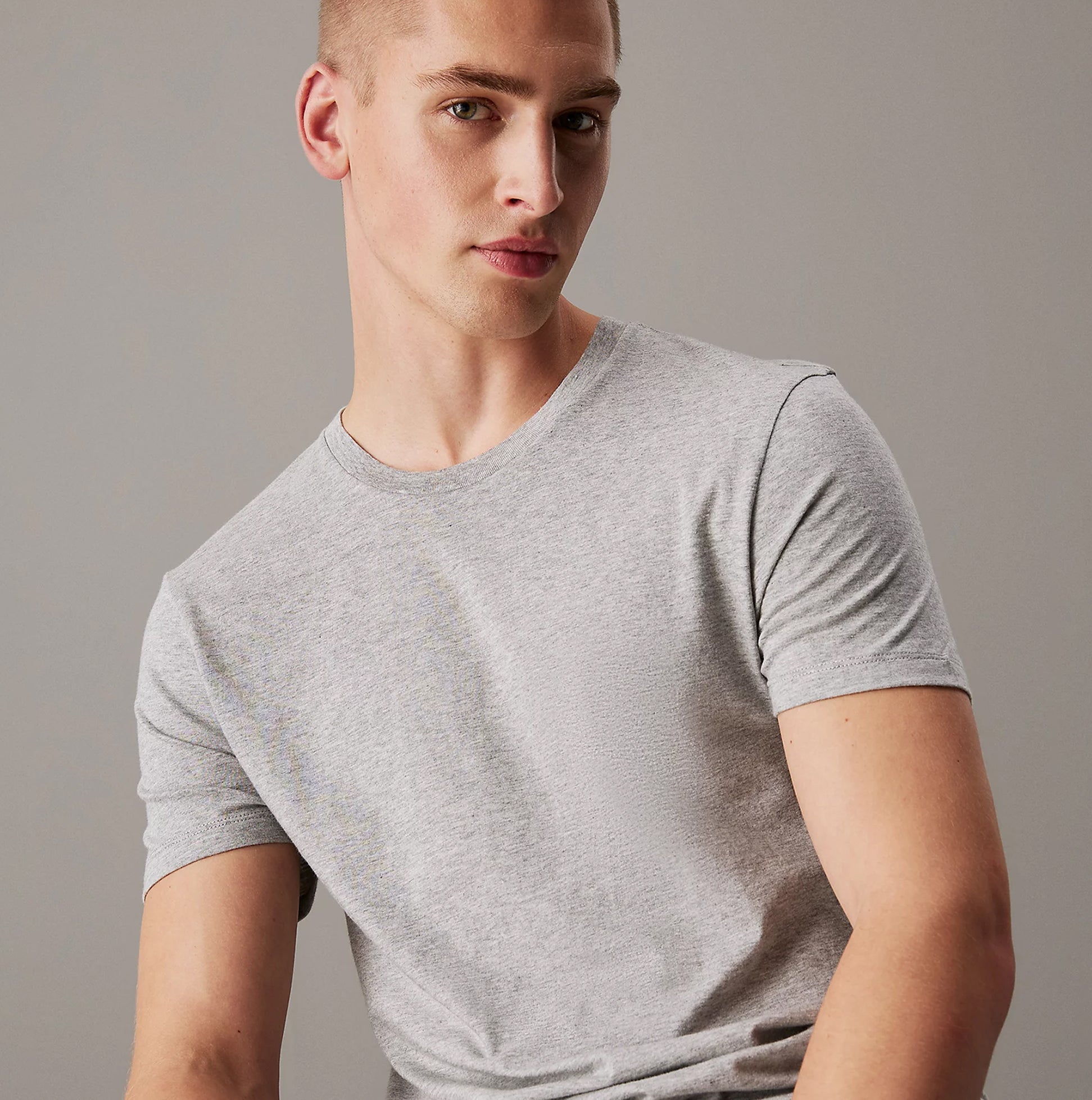 Calvin Klein 100% COTTON 3 Pack Mens T-Shirts Black/Grey Heather/White
