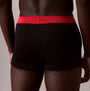 Calvin Klein TRUNK Mens 5 PACK Multicoloured rear view of black trunks with red waistband.