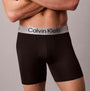 Calvin Klein LV00NB4124 BOXER BRIEF 3 PACK Mens Low Rise Trunks Multicoloured side view model wearing black trunks