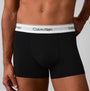 Calvin Klein COTTON BLEND Mens 3 Pack Trunks Multicoloured front view, featuring stretchy black fabric and iconic logo waistband.