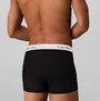Calvin Klein COTTON BLEND Mens 3 Pack Trunks Multicoloured, back view of black trunks with logo waistband.