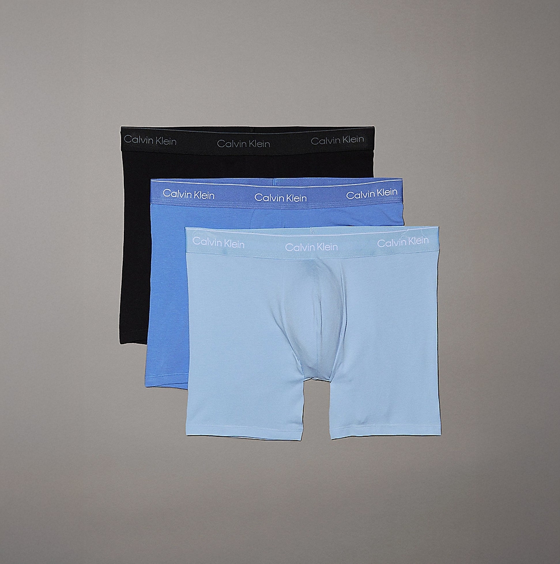 Calvin Klein ICON COTTON STRETCH 3 Pack Mens Boxer Briefs Black/Glacier/Blue