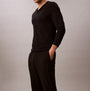 Calvin Klein ULTRA SOFT MODAL Mens Lounge Bottoms Black side view featuring comfortable fit and side seam pockets.