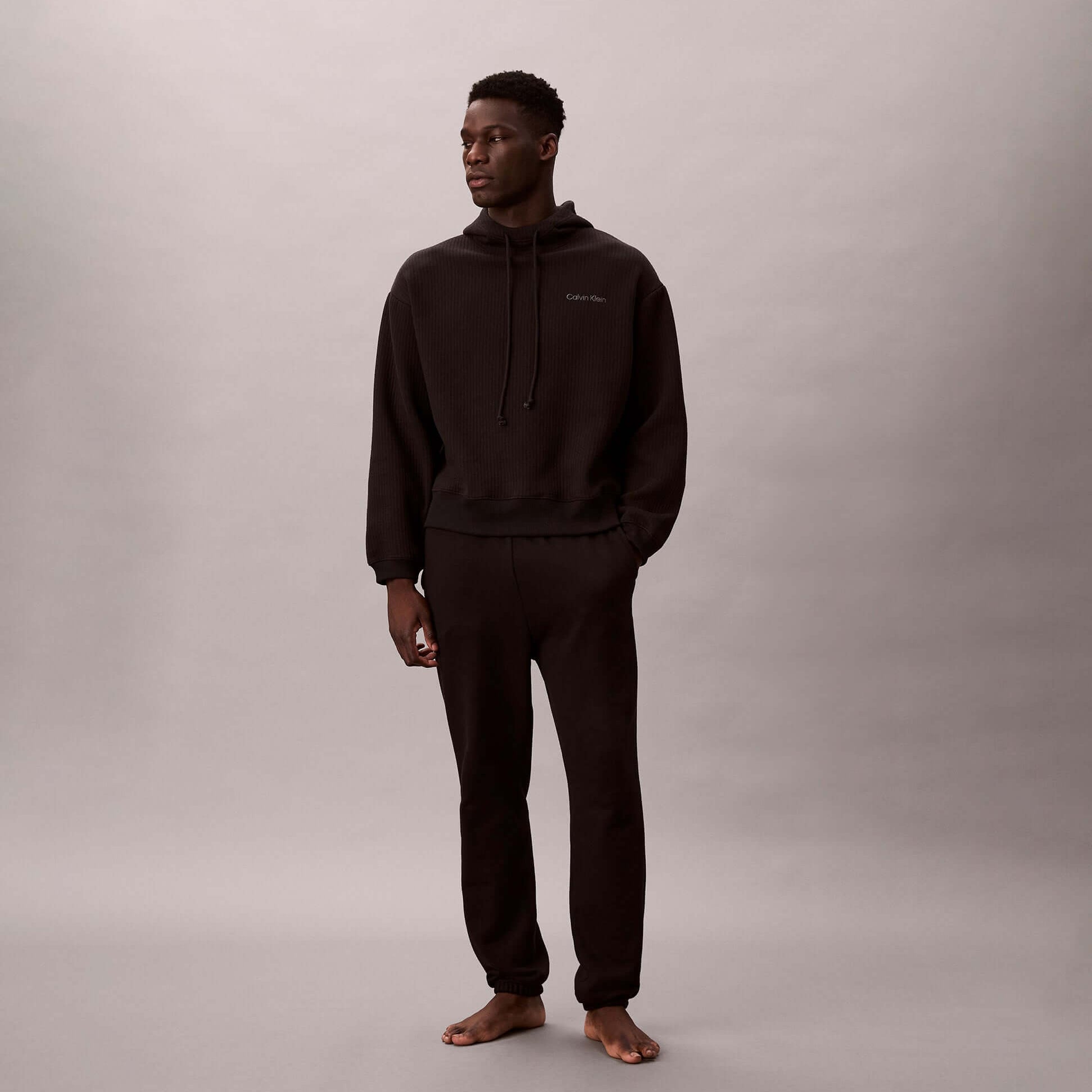 Calvin Klein QUILTED HOODIE Mens Hoodies Black