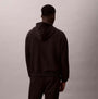Calvin Klein QUILTED HOODIE Mens Hoodies Black back view showing hoodie design in black color.