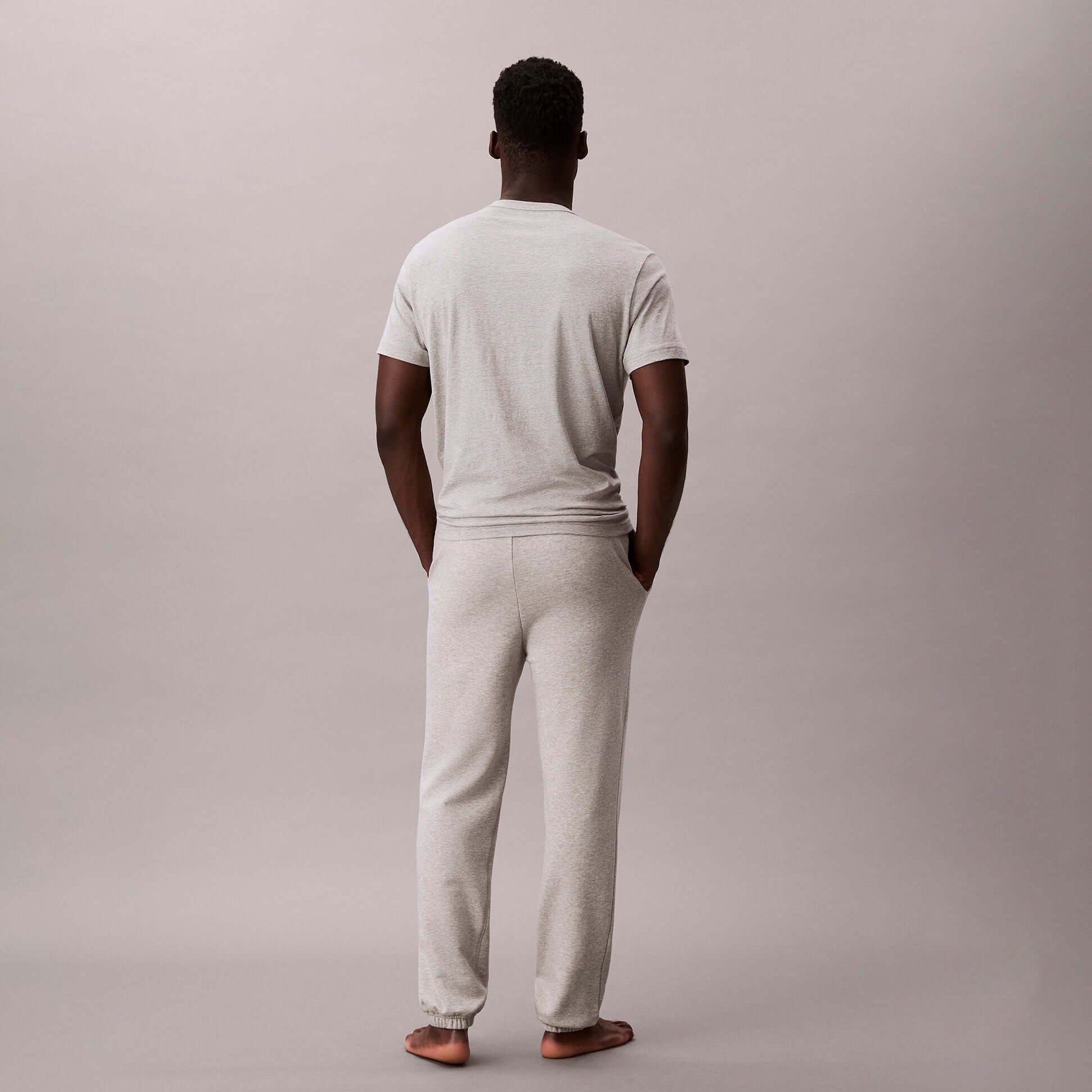 Calvin Klein JOGGER Mens Grey Heather back view featuring relaxed fit and stylish design.