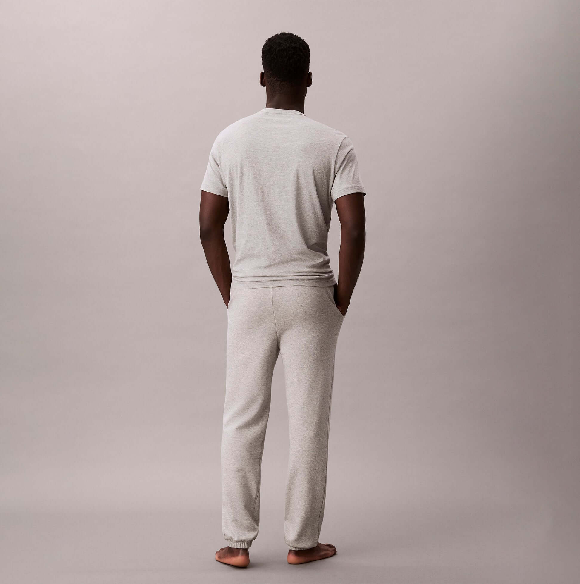 Calvin Klein JOGGER Mens Grey Heather back view featuring relaxed fit and stylish design.