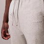Calvin Klein JOGGER Mens Grey Heather detail view showcasing soft fabric and logo embroidery.