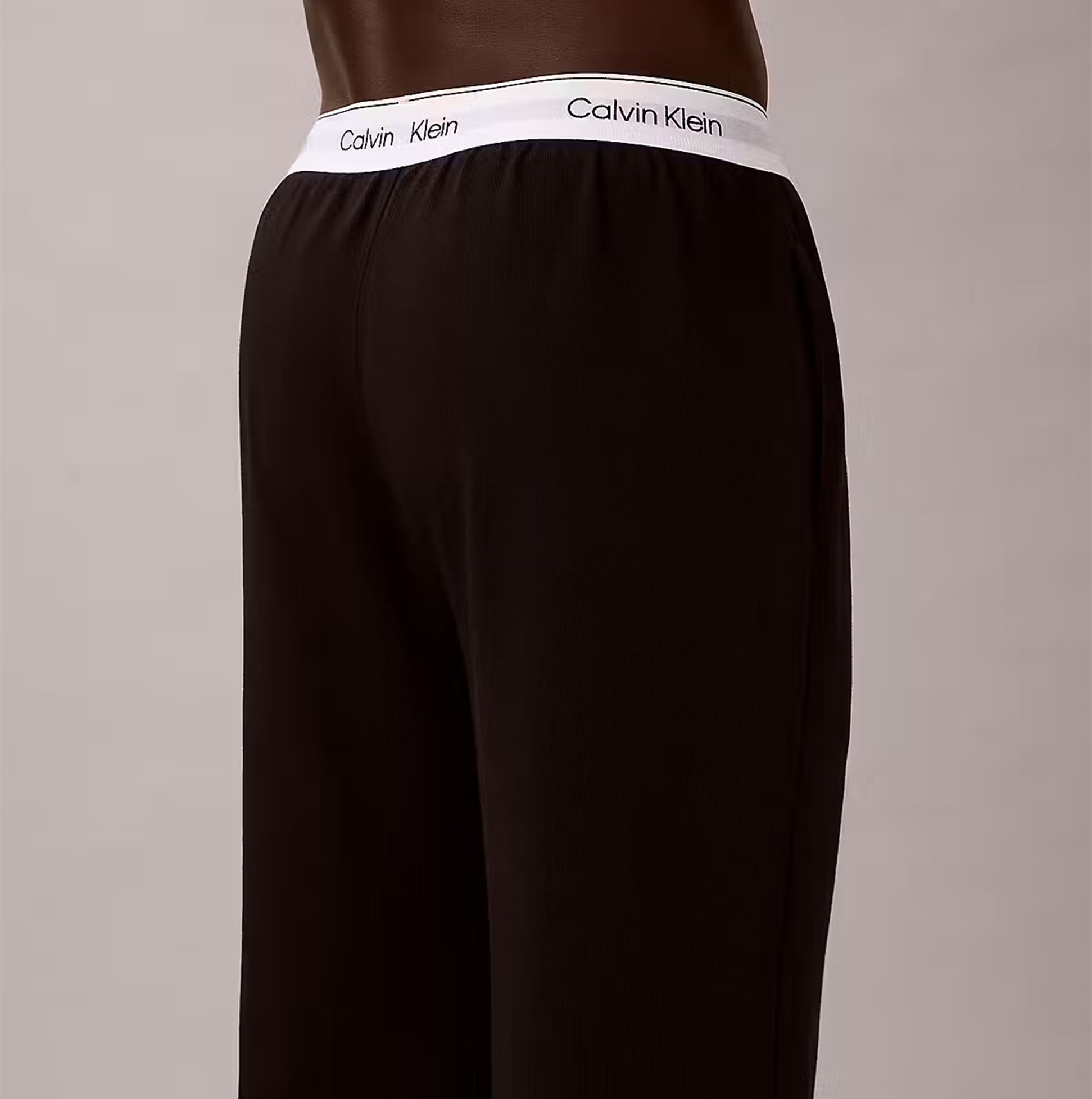 Calvin Klein LS TEE PANT SET Mens Black back view showcasing the waistband detailing.