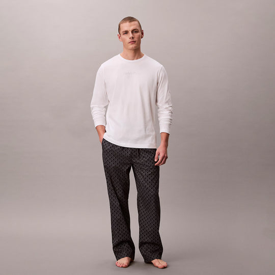 Calvin Klein LS TEE PANT SET Mens Multicoloured front view showcasing long sleeve tee and patterned pants.