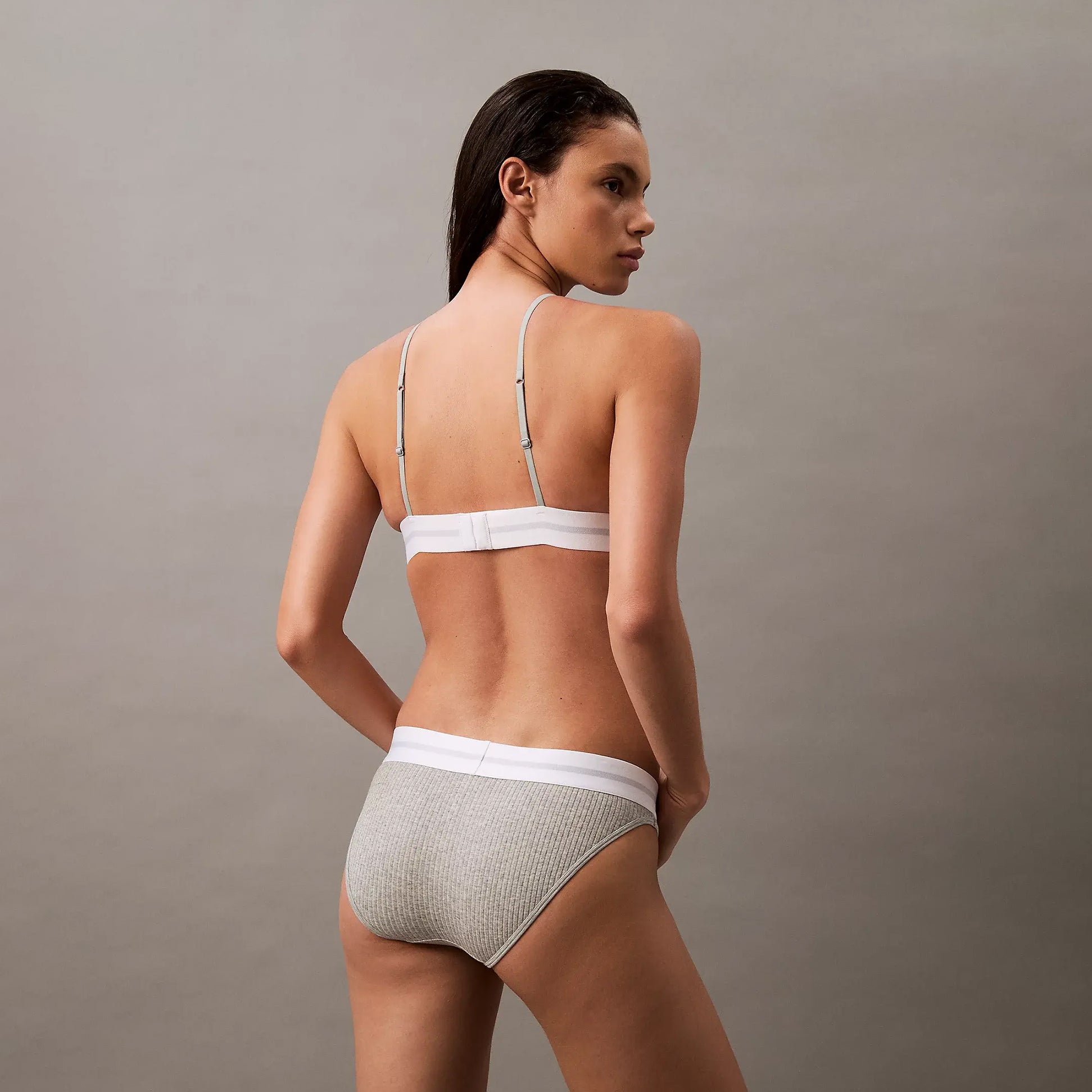Calvin Klein BIKINI Brief Womens Cotton Modal Stretch Rib Grey
