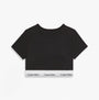Calvin Klein T-SHIRT BRALETTE Womens Black back view showing cropped design and logo waistband.