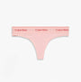 Calvin Klein Icon Cotton Modal Womens Thong Pink front view showcasing soft pink color and Calvin Klein logo waistband.