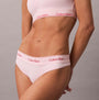 Calvin Klein Icon Cotton Modal Womens Thong Pink side view highlighting the soft cotton blend and stylish design.