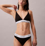Calvin Klein Icon Cotton Modal Womens Thong Black front view, showcasing stylish design, comfortable fit, and brand details.