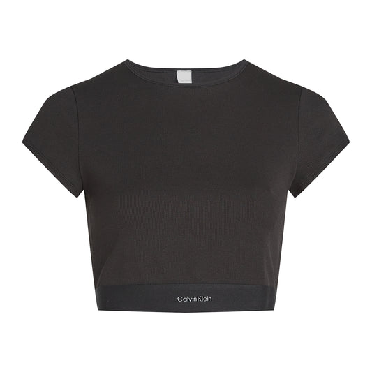 Calvin Klein COTTON STRETCH RIB Womens Crop Top Black