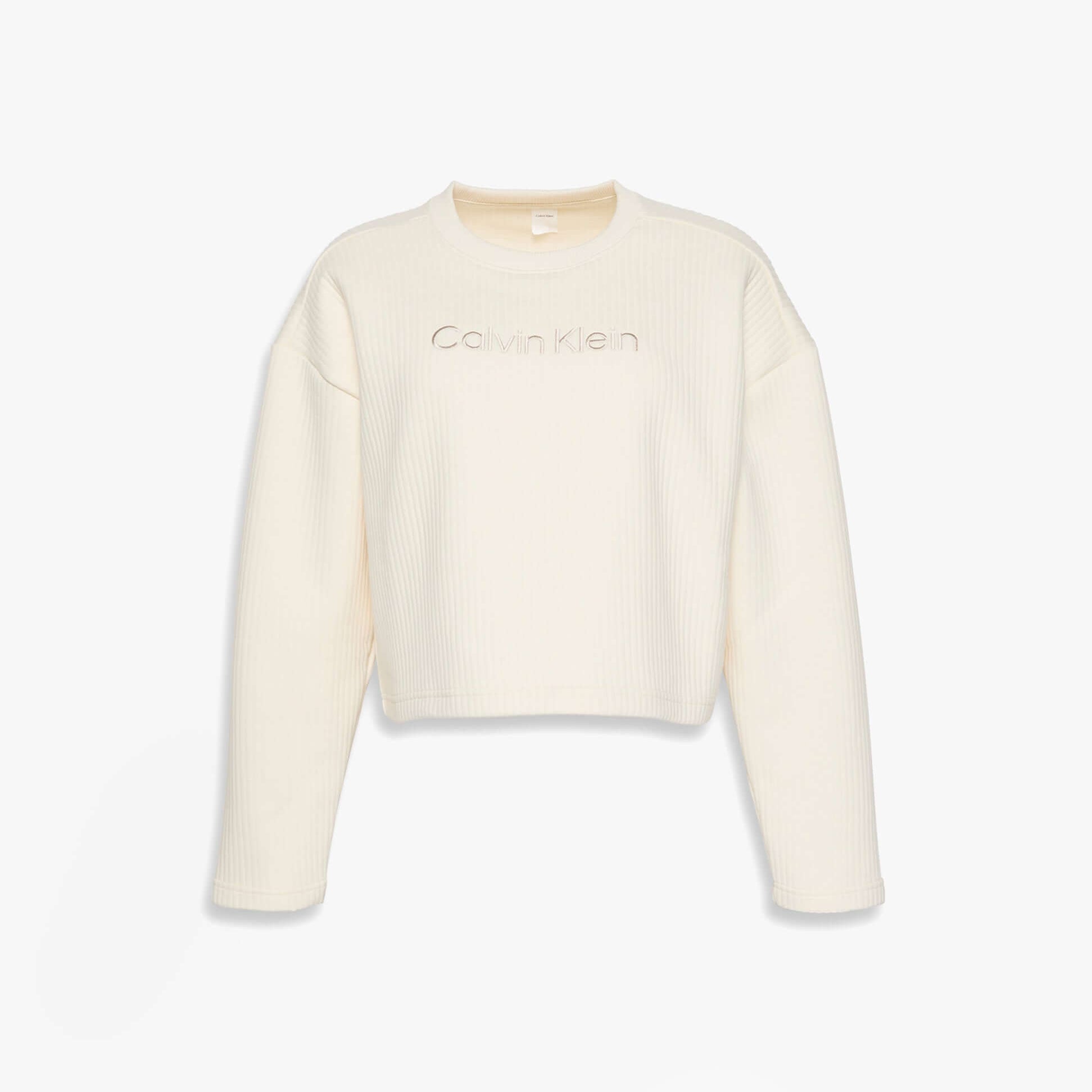 Calvin Klein LS QUILTED SWTSHIRT Womens Sweatshirts Ivory