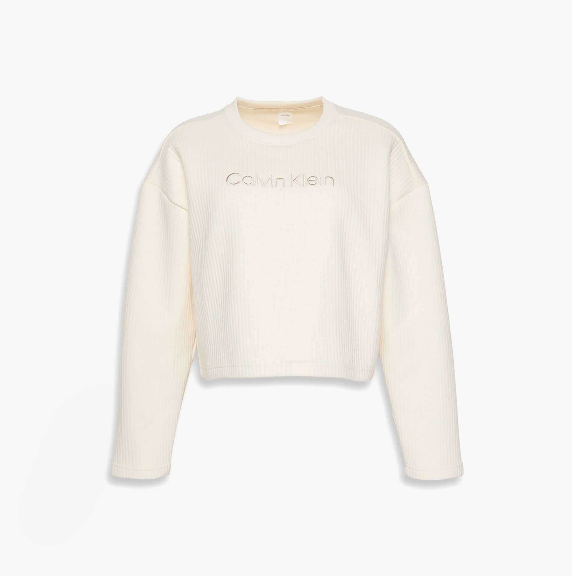 Calvin Klein LS QUILTED SWTSHIRT Womens Sweatshirts Ivory