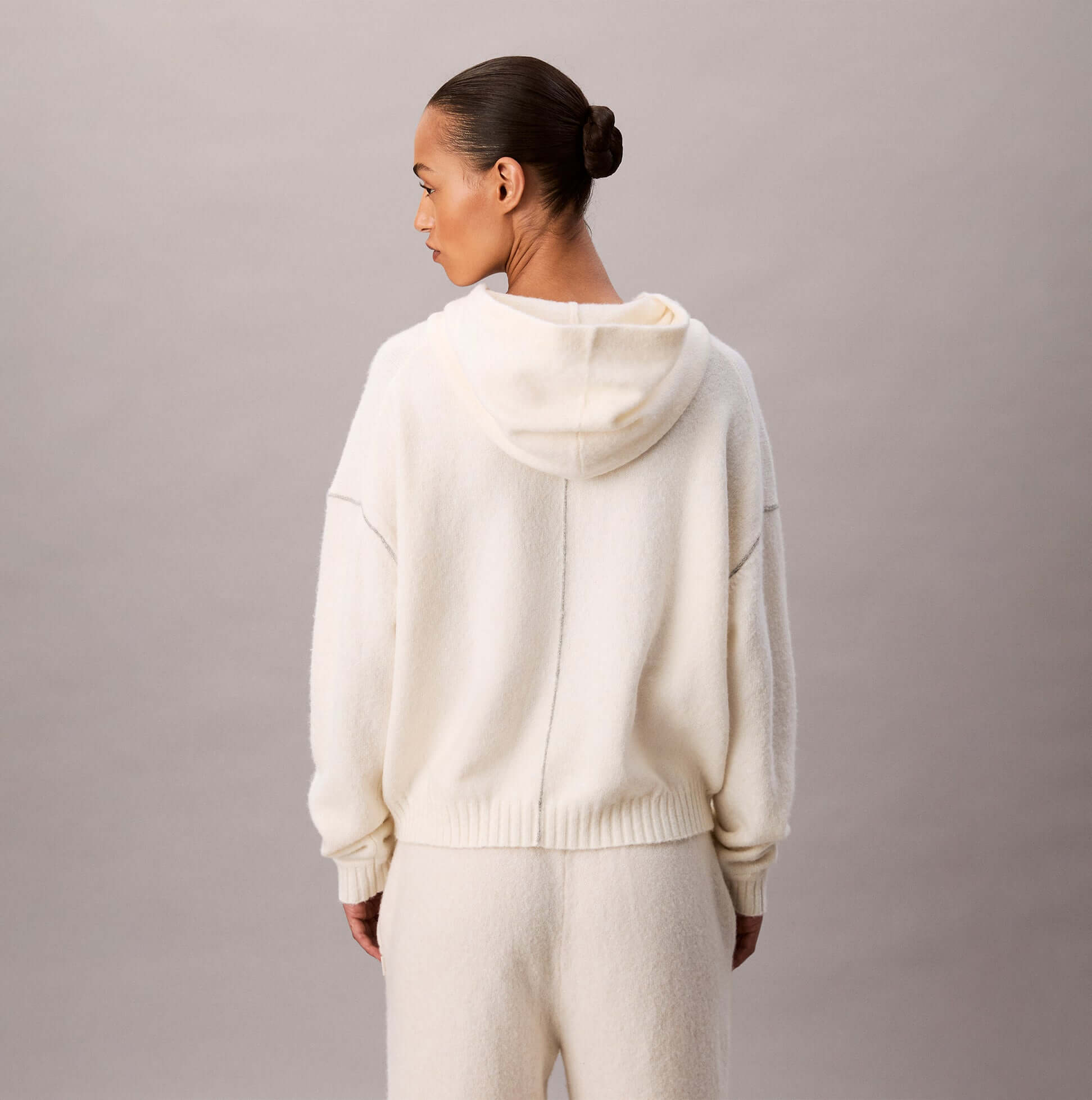 Calvin Klein PLUSH HOODIE. Womens Ivory