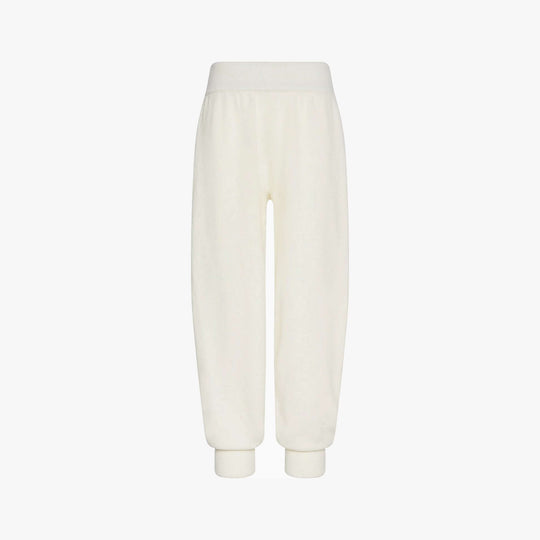 Calvin Klein PLUSH JOGGER. Womens Ivory front view, showcasing soft fabric and relaxed fit.
