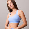 Calvin Klein Womens Quick-Dry Medium Impact Sports Bra Blue