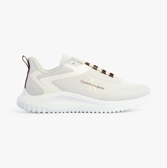 Calvin Klein EVA RUNNER LOW LACE Mens Trainers O Mushroom/Bitter Chocolate/White
