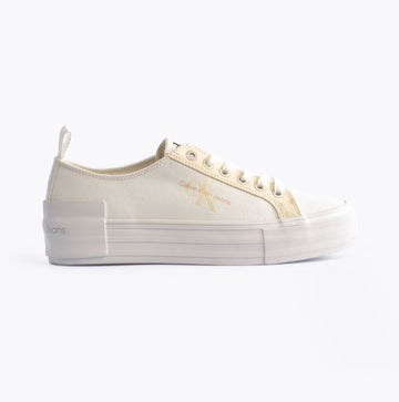Calvin Klein BOLD VULCANISED Womens Trainers Creamy White/White/Whisper Pink