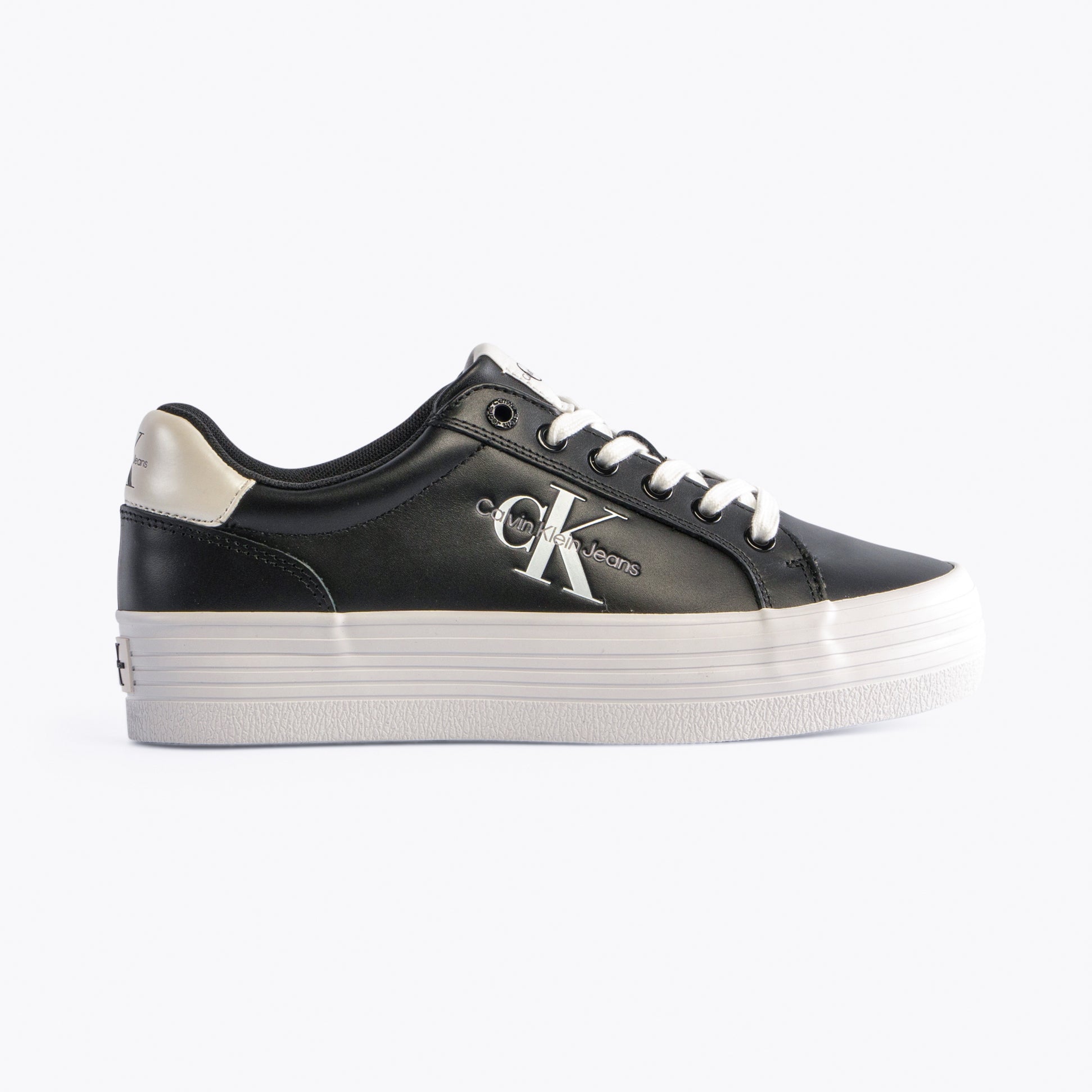 Calvin Klein FLATFORM LACEUP Womens Trainers Black/Bright White