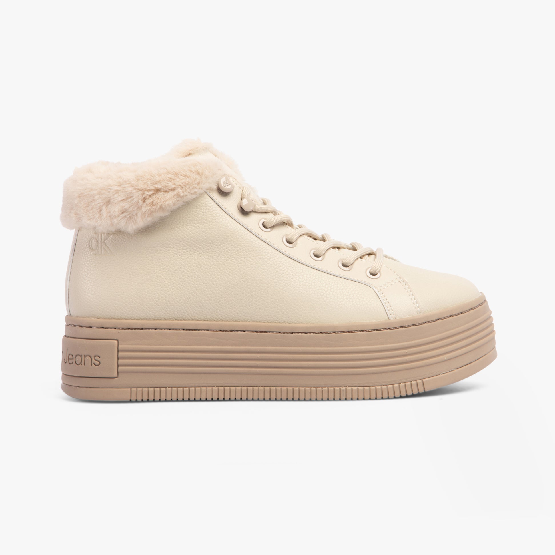 Calvin Klein BOLD PLATFORM LOW LACE UP Womens Trainers Eggshell/Savannah Tan