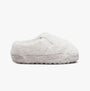 Calvin Klein HOME ANKLE Womens Slippers Triple Eggshell side view of cozy faux fur slippers with round toe and slip-on design.