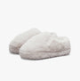 Calvin Klein HOME ANKLE Womens Slippers Triple Eggshell side view showing soft faux fur material and slip-on design.