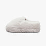 Calvin Klein HOME ANKLE Womens Slippers Triple Eggshell side view of faux fur mules with round toe and slip-on design.