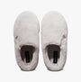 Calvin Klein HOME ANKLE Womens Slippers Triple Eggshell top view showcasing soft faux fur material and round toe design.